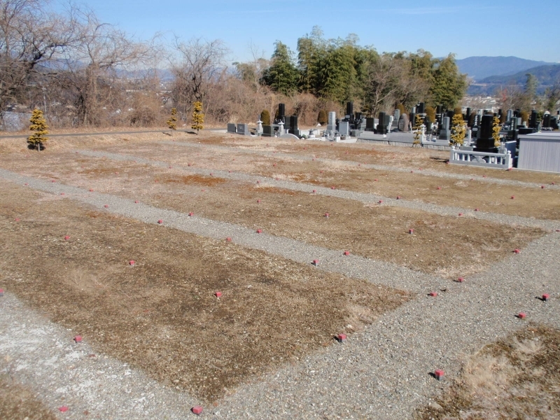 駒ヶ原村営墓地の空き区画の様子